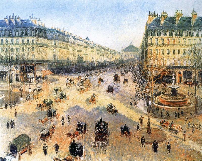 Camille Pissarro Theater Square, the French winter morning china oil painting image